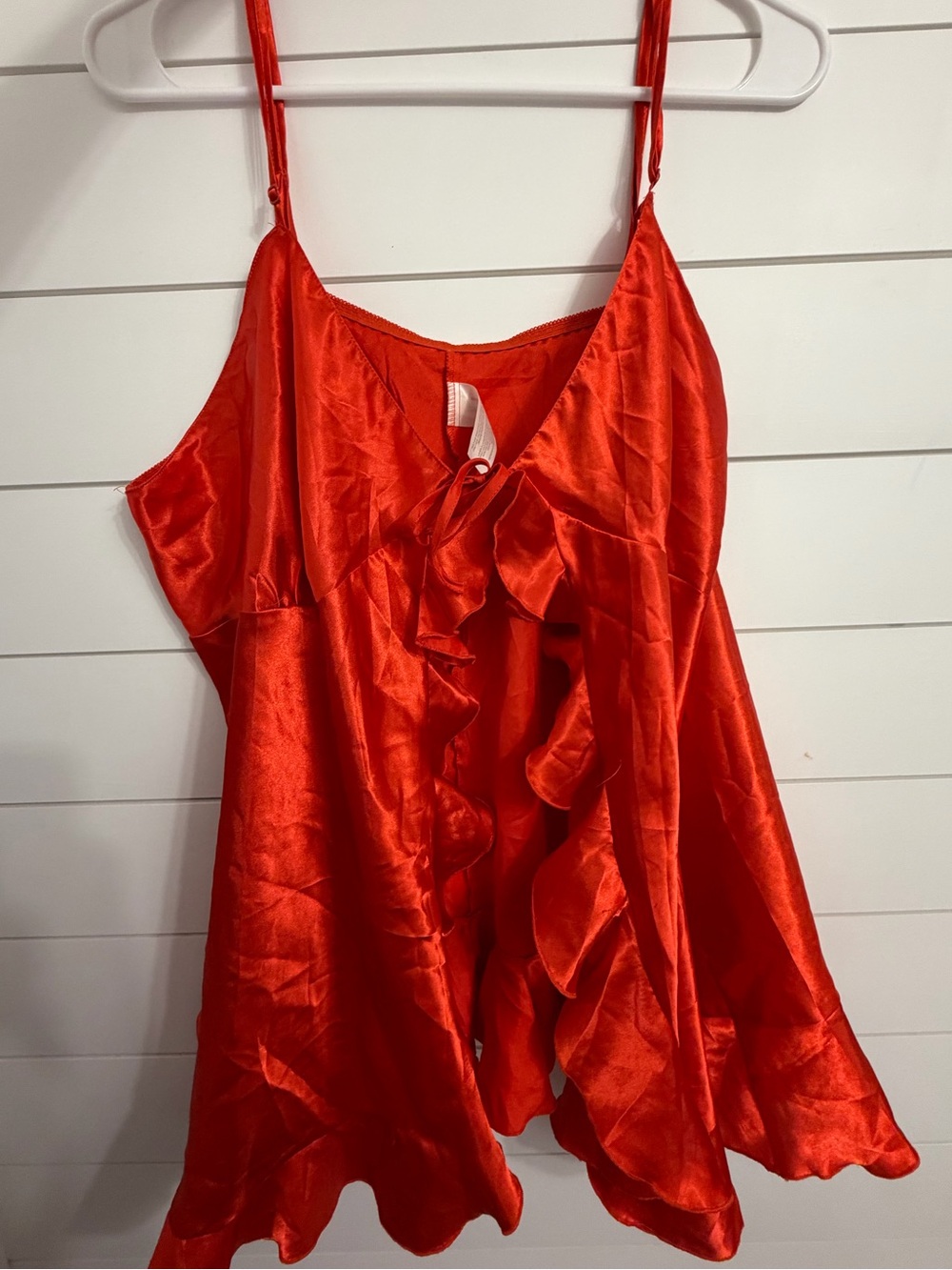 Red Ruffle Satin Cami Top - Women